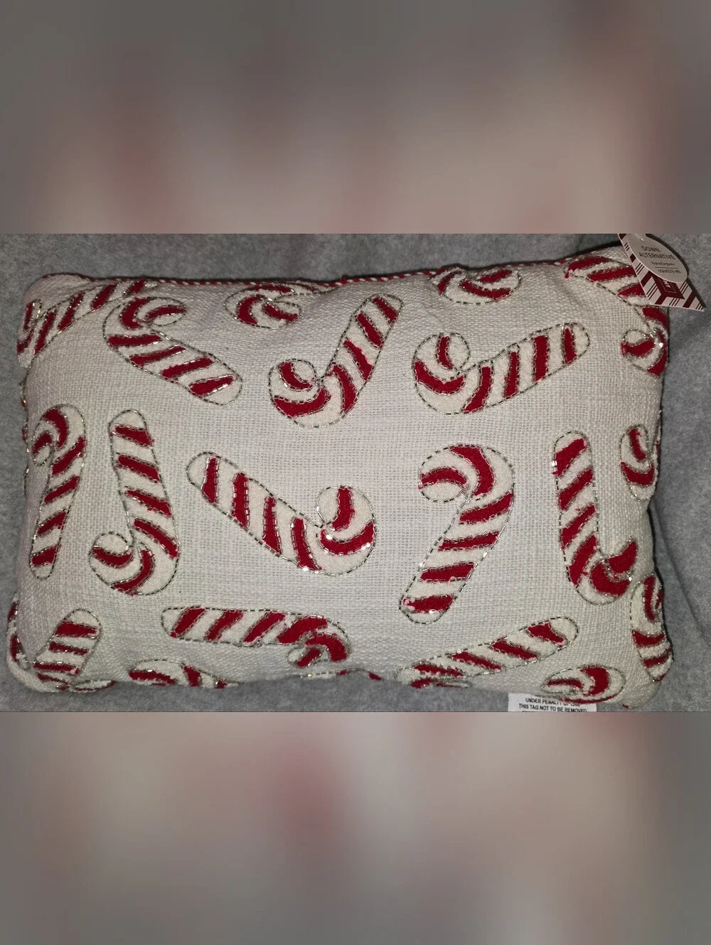 Beaded Christmas Candycane Down Pillow